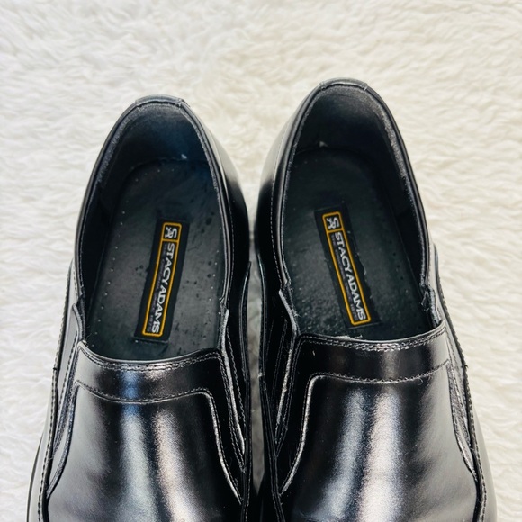Stacy Adams Black Leather Slides On Dress Shoes size 11 W - Picture 7 of 11